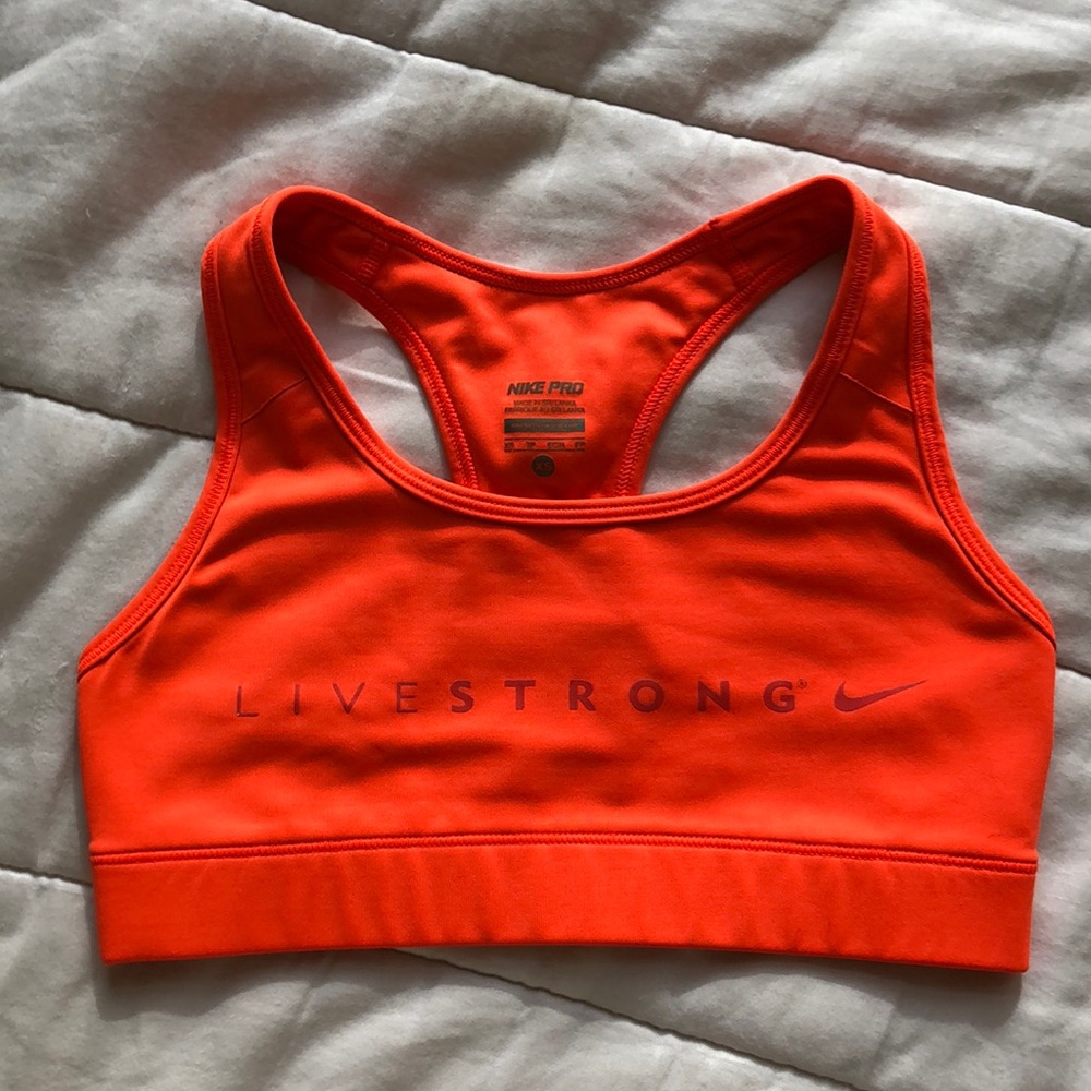 Orange live strong sports bra